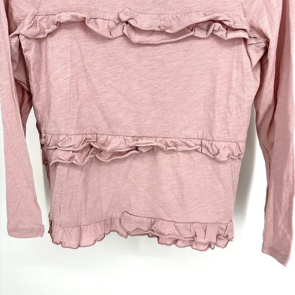 J Crew XS Pink Ruffled‎ Vintage Cotton Long Sleeve T-Shirt Tee NWT $39 - Picture 4 of 8
